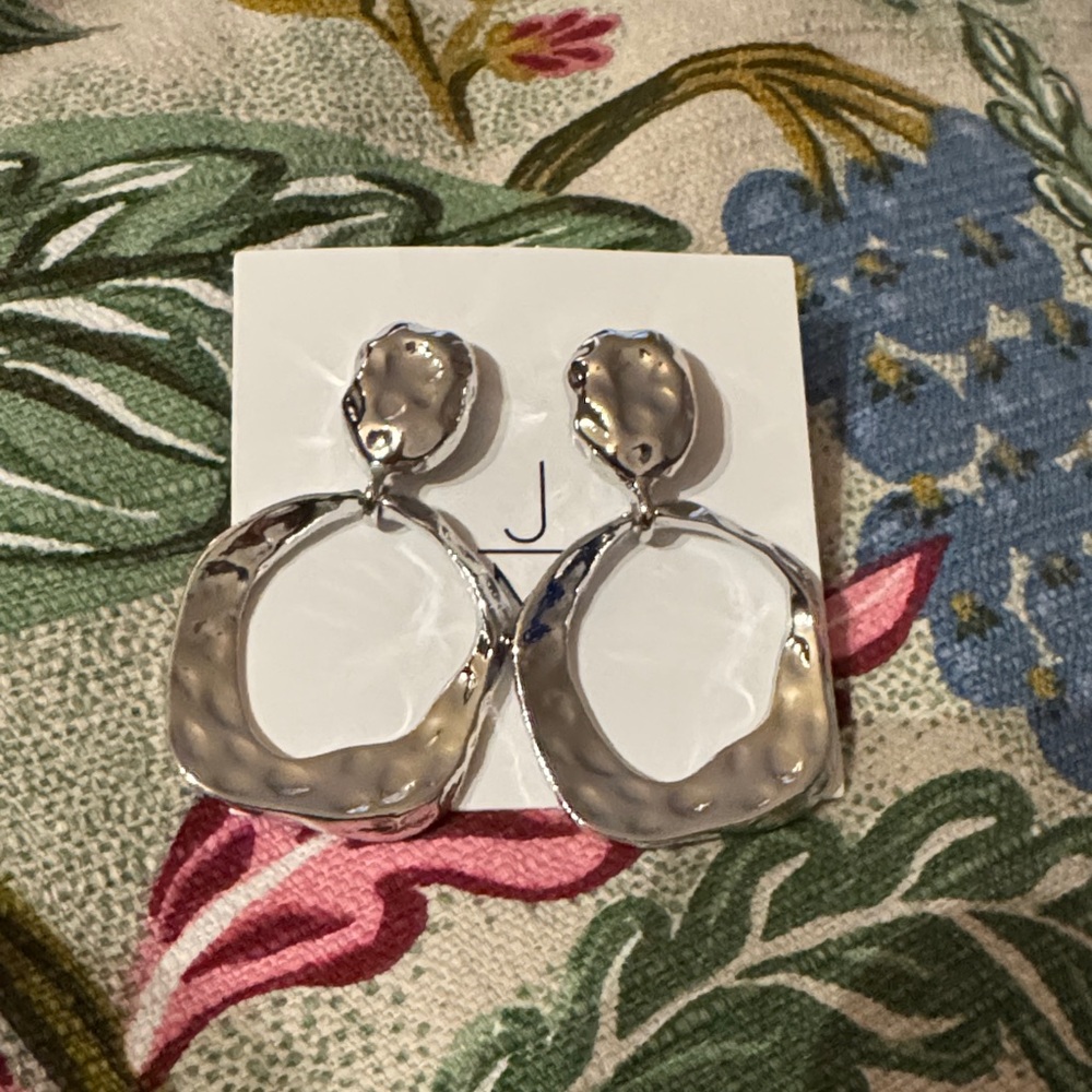 Jill Michael Abstract Pounded Bold Loop‎ Dangle Earrings